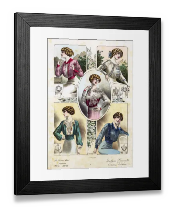 Framed Print : French Fashion 1908 1900s France cc womens portraits Framed Print : French Fashion 1908 1900s France cc womens portraits