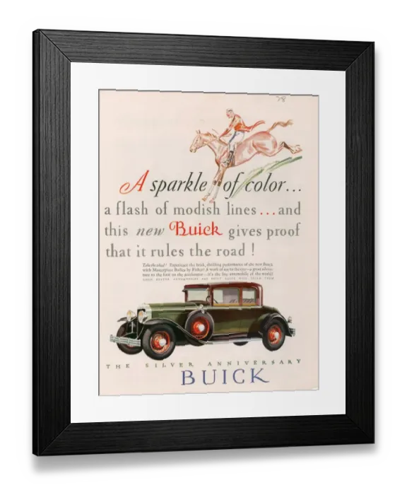 Framed Print : Buick 1928 1920s USA cc cars horses hunting fox hunting fox-hunting