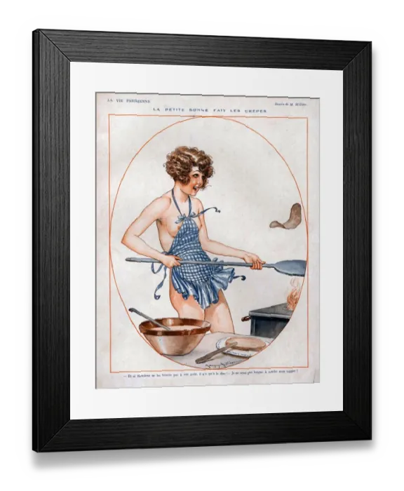 Framed Print : La Vie Parisienne 1926 1920s France cc cooking erotica pancakes naked chefs Framed Print : La Vie Parisienne 1926 1920s France cc cooking erotica pancakes naked chefs