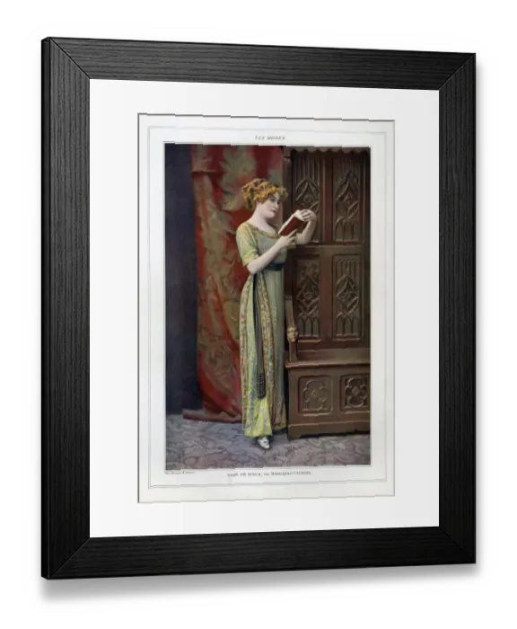 Framed Print : Les Modes 1911 1910s France cc reading books girls Framed Print : Les Modes 1911 1910s France cc reading books girls