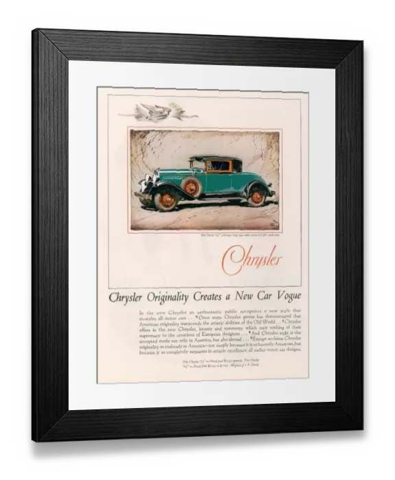 Framed Print : Chrysler 1928 1920s USA cc cars Framed Print : Chrysler 1928 1920s USA cc cars