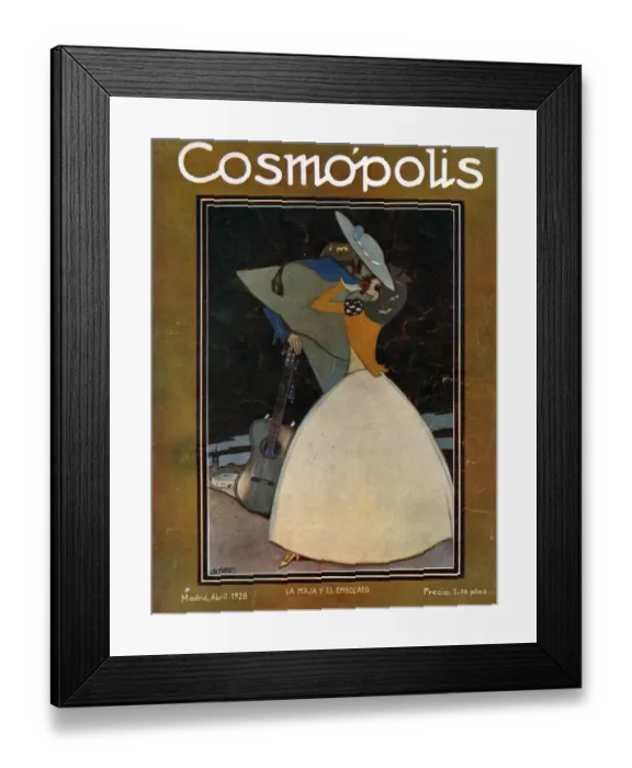 Framed Print : Cosmopolis 1928 1920s Spain hugging embracing cc guitars Framed Print : Cosmopolis 1928 1920s Spain hugging embracing cc guitars