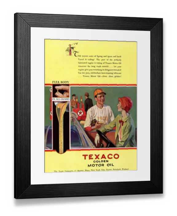 Framed Print : Texaco 1926 1920s USA CC baseball oil petrol gas gasoline Framed Print : Texaco 1926 1920s USA CC baseball oil petrol gas gasoline