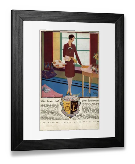 Framed Print : Coats and Clark 1920s UK CC womens art deco threads womens fabrics Framed Print : Coats and Clark 1920s UK CC womens art deco threads womens fabrics