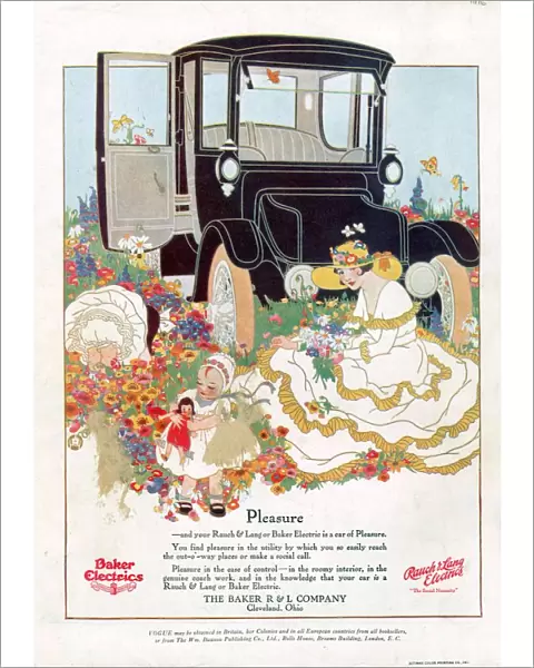 Baker Electrics 1916 1910s USA cc cars mothers picking flowers daughters