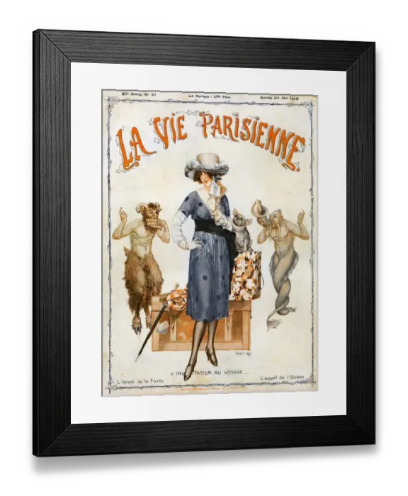 Framed Print : La Vie Parisienne 1919 1910s France cc holidays luggage Framed Print : La Vie Parisienne 1919 1910s France cc holidays luggage
