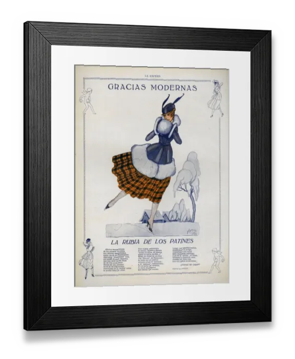 Framed Print : La Esfera 1916 1910s Spain cc winter snow hats ice skating ice-skating Framed Print : La Esfera 1916 1910s Spain cc winter snow hats ice skating ice-skating