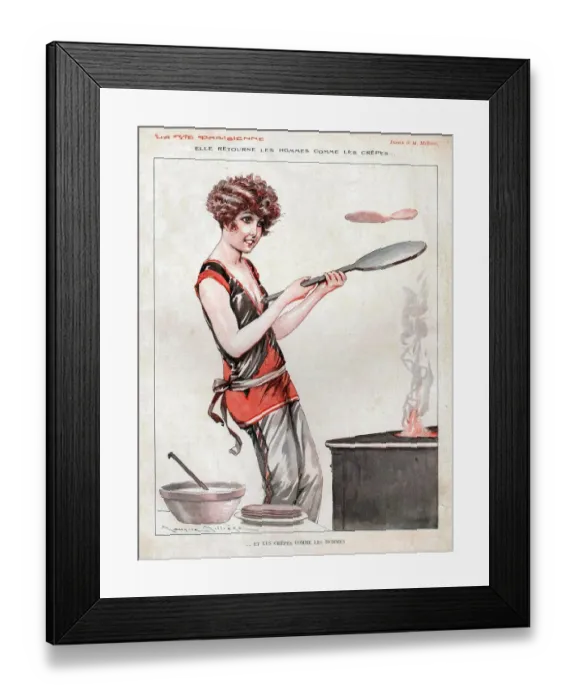 Framed Print : La Vie Parisienne 1929 1920s France cooking pancakes day Shrove Tuesday Framed Print : La Vie Parisienne 1929 1920s France cooking pancakes day Shrove Tuesday