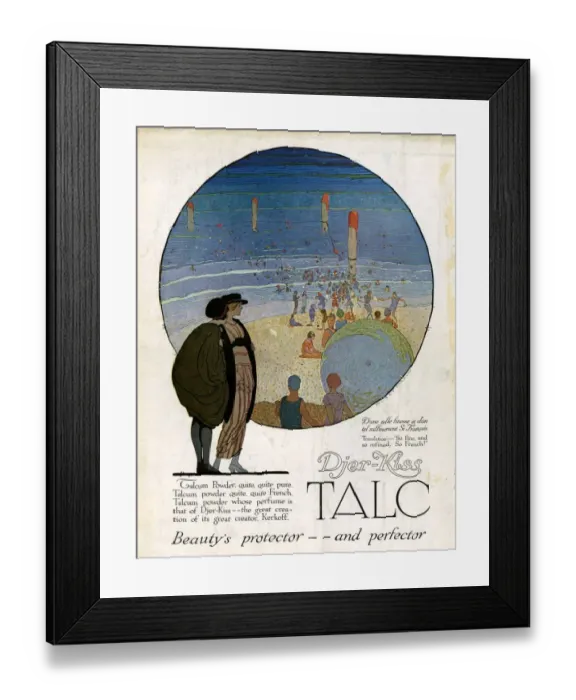 Framed Print : Djer-kiss 1920s USA CC talcum powder beaches Framed Print : Djer-kiss 1920s USA CC talcum powder beaches