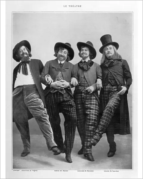 Le Theatre 1900s France humour drunk drunks mates mens check trousers hats friends