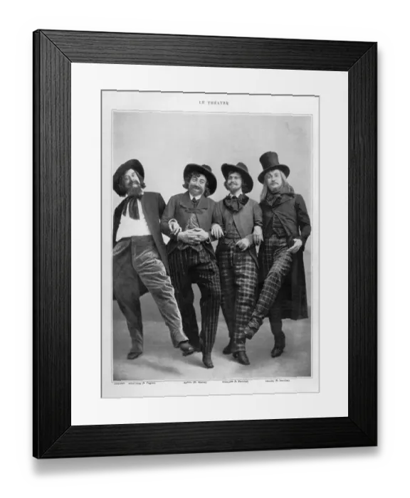 Framed Print : Le Theatre 1900s France humour drunk drunks mates mens check trousers hats friends Framed Print : Le Theatre 1900s France humour drunk drunks mates mens check trousers hats friends