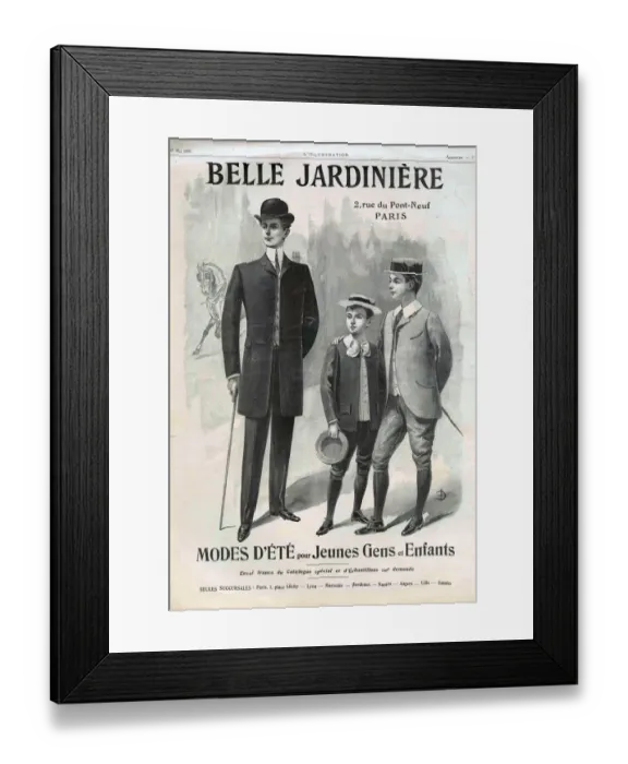 Framed Print : Belle Jardiniere 1902 1900s France cc suits mens hats fathers and sons Framed Print : Belle Jardiniere 1902 1900s France cc suits mens hats fathers and sons