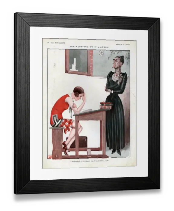 Framed Print : La Vie Parisienne 1927 1920s France cc school teachers headmistress strict detention Framed Print : La Vie Parisienne 1927 1920s France cc school teachers headmistress strict detention