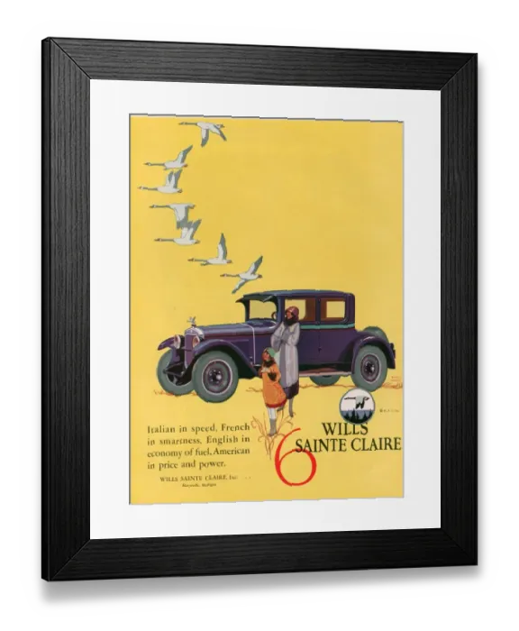 Framed Print : Wills Sainte Claire 1925 1920s USA cc cars Wills Sainte Claire geese birds flying Framed Print : Wills Sainte Claire 1925 1920s USA cc cars Wills Sainte Claire geese birds flying