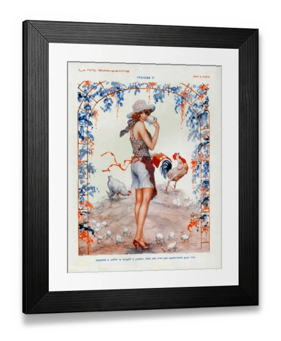Framed Print : La Vie Parisienne 1920s France cc glamour farms chickens cockerels valentines eggs Framed Print : La Vie Parisienne 1920s France cc glamour farms chickens cockerels valentines eggs