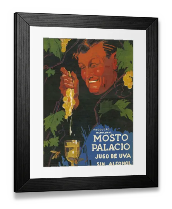 Framed Print : Mosto Palacio 1934 / 35 1930s Spain wine alcohol grapes fruit cc Framed Print : Mosto Palacio 1934 / 35 1930s Spain wine alcohol grapes fruit cc