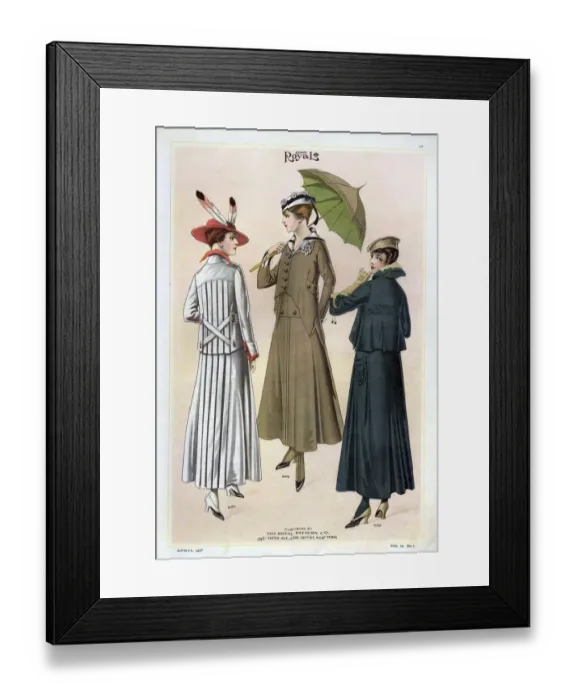 Framed Print : Le Costume Royal 1915 1910s USA cc womens parasols umbrellas coats