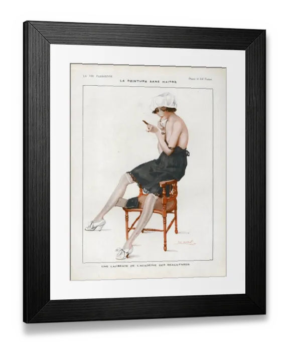 Framed Print : La Vie Parisienne 1918 1910s France cc erotica makeup make-up lipsticks applying
