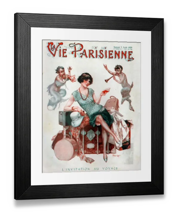 Framed Print : La Vie Parisienne 1929 1920s France cc luggage holidays cruises cruising glamour Framed Print : La Vie Parisienne 1929 1920s France cc luggage holidays cruises cruising glamour