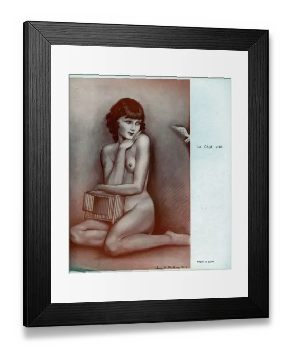 Framed Print : The Empty Cage 1930s France cc pin ups glamour nudes portraits pin-ups Framed Print : The Empty Cage 1930s France cc pin ups glamour nudes portraits pin-ups