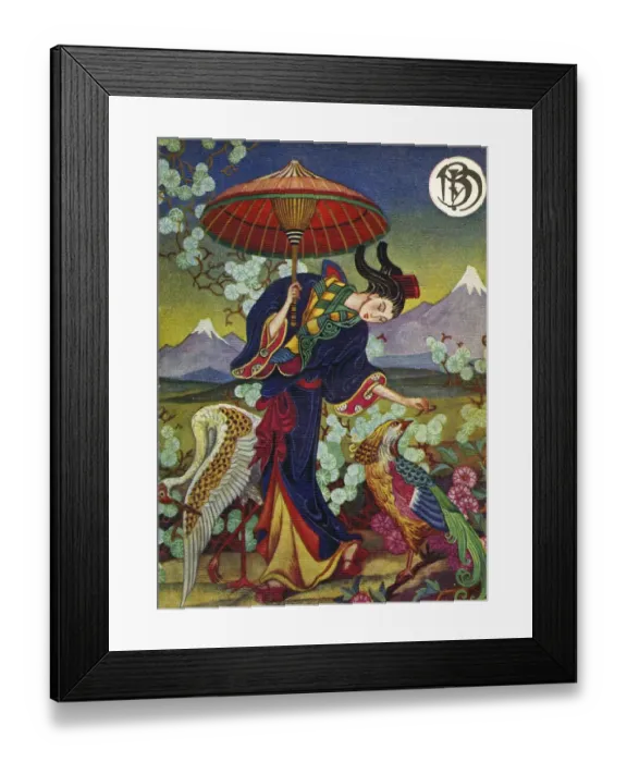 Framed Print : Blanco y Negro 1934 1930s Spain cc oriental umbrellas birds parasols magazines