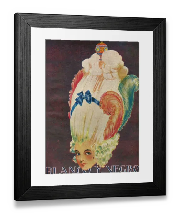 Framed Print : Blanco y Negro Spain cc wigs feathers portraits womens magazines Framed Print : Blanco y Negro Spain cc wigs feathers portraits womens magazines