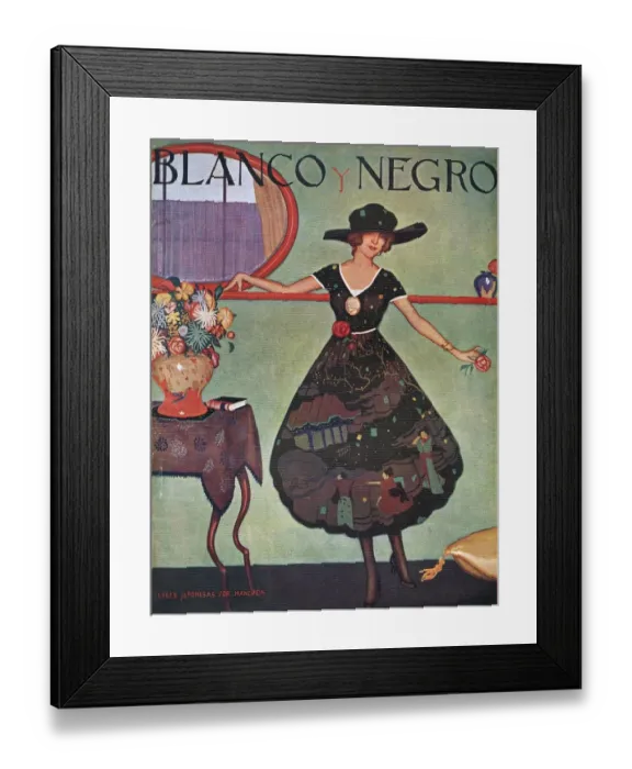 Framed Print : Blanco y Negro 1921 1920s Spain cc dresses womens magazines flowers