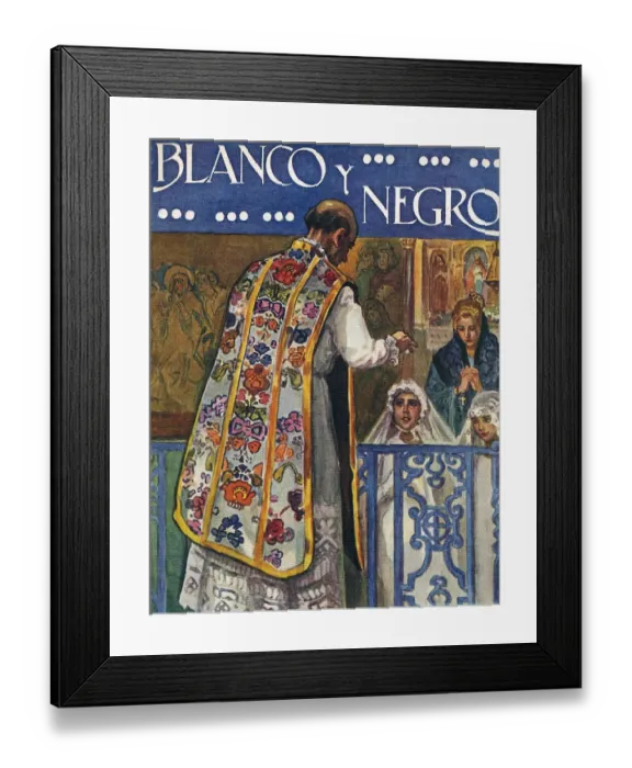 Framed Print : Blanco y Negro 1921 1920s Spain cc vicars priests churches communion holy magazines
