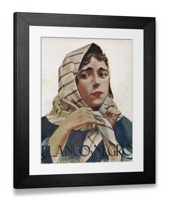 Framed Print : Blanco y Negro 1922 1920s Spain cc head scarves portraits womens magazines Framed Print : Blanco y Negro 1922 1920s Spain cc head scarves portraits womens magazines