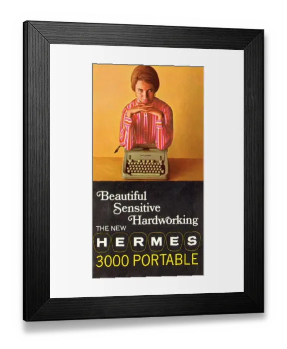 Framed Print : 1960s, USA, Hermes Typewriters, Magazine Advert