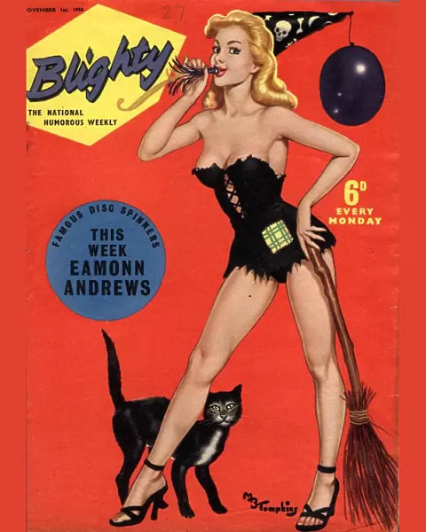 Blighty 1958 1950s UK glamour pin-ups models halloween witches brooms black cats