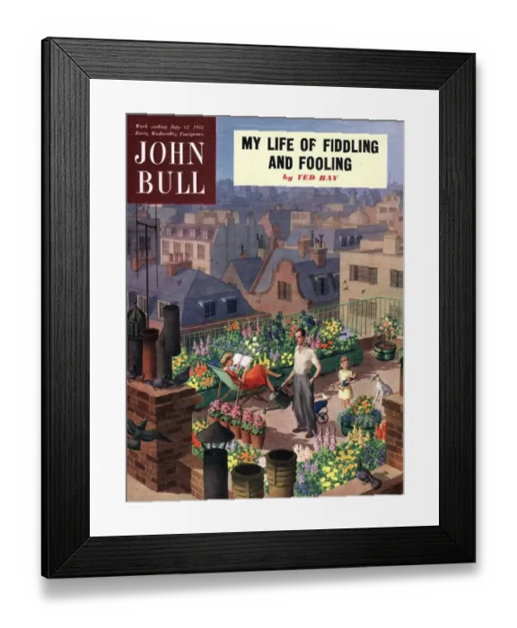Framed Print : John Bull 1950s UK roof gardens magazines Framed Print : John Bull 1950s UK roof gardens magazines