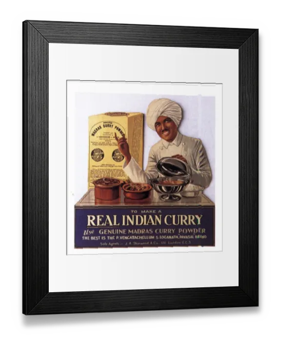 Framed Print : 1910s UK indian food curry Warning - small image size Framed Print : 1910s UK indian food curry Warning - small image size