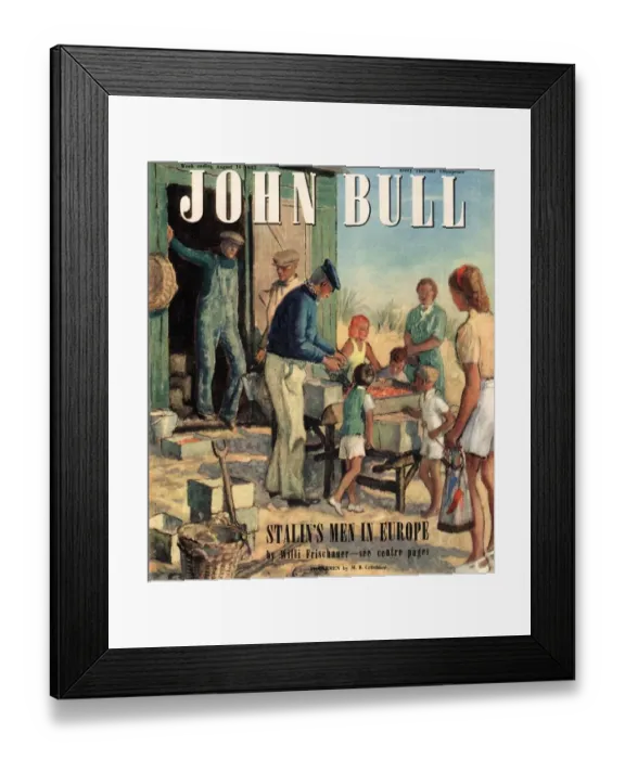 Framed Print : John Bull 1947 1940s UK nautical fish fishing fisherman magazines