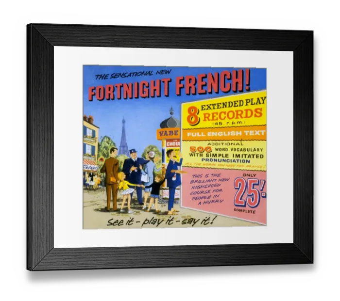 Framed Print : 1950s UK france french french french education records self improvement languages Framed Print : 1950s UK france french french french education records self improvement languages