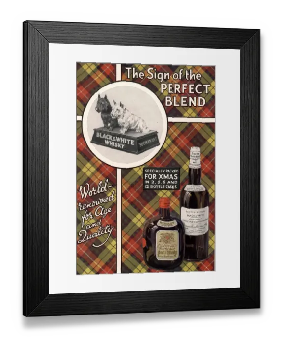 Framed Print : 1930s UK black and white whiskey whisky dogs Framed Print : 1930s UK black and white whiskey whisky dogs