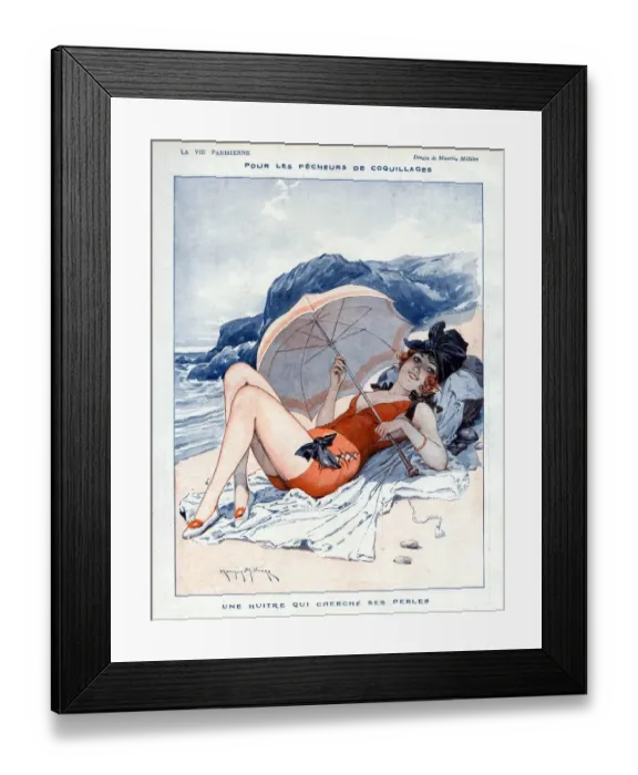 Framed Print : La Vie Parisienne 1919 1910s France Maurice Milliere illustrations womens swimming Framed Print : La Vie Parisienne 1919 1910s France Maurice Milliere illustrations womens swimming