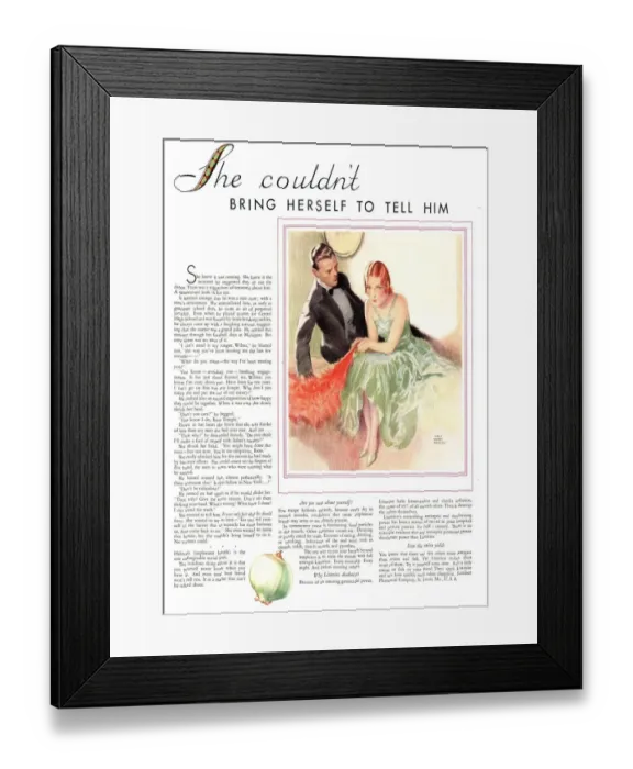 Framed Print : Listerine 1920s USA bad breath fear halitosis mouthwash gargle
