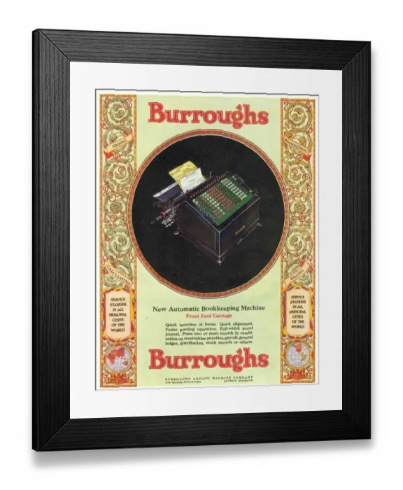 Framed Print : 1929 1920s USA equipment burroughs adding machines accountants Framed Print : 1929 1920s USA equipment burroughs adding machines accountants