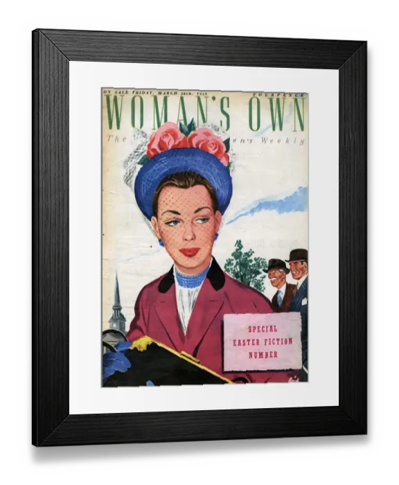 Framed Print : Womans Own 1948 1940s UK womens hats portraits magazines womans Framed Print : Womans Own 1948 1940s UK womens hats portraits magazines womans