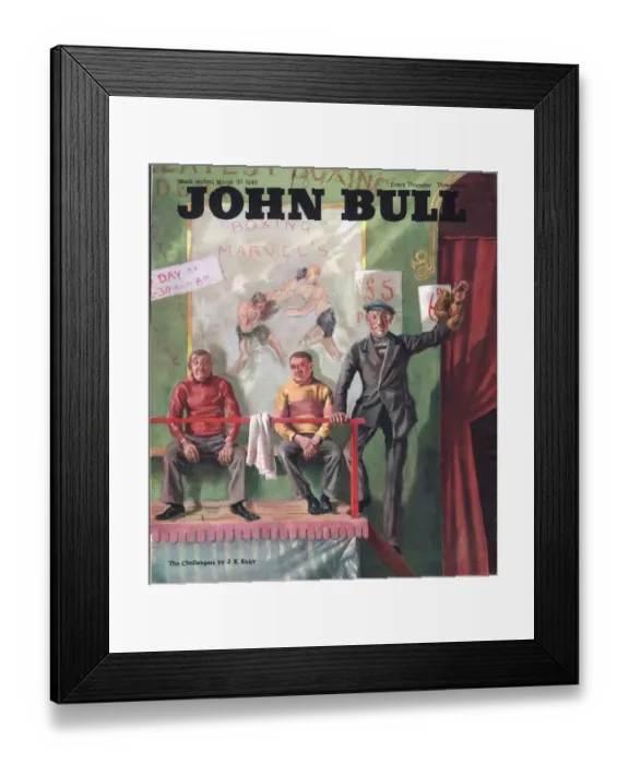 Framed Print : John Bull 1946 1940s UK boxing boxers fairs showmen booths magazines funfairs