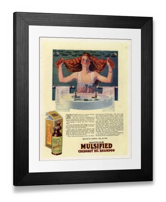 Framed Print : 1917 1910s USA mulsified shampoo hair Framed Print : 1917 1910s USA mulsified shampoo hair