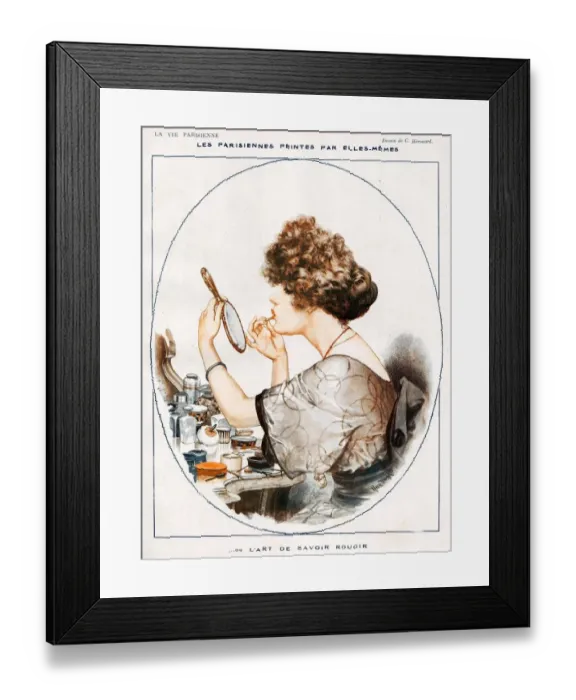 Framed Print : La Vie Parisienne 1919 1910s France illustrations make-up makeup make up applying Framed Print : La Vie Parisienne 1919 1910s France illustrations make-up makeup make up applying