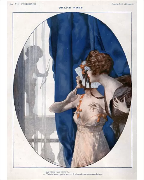 La Vie Parisienne 1919 1910s France C Herouard illustrations cupids looking windows