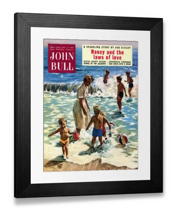 Framed Print : John Bull 1950s UK holidays sea water beaches seaside paddling inflatables beach Framed Print : John Bull 1950s UK holidays sea water beaches seaside paddling inflatables beach