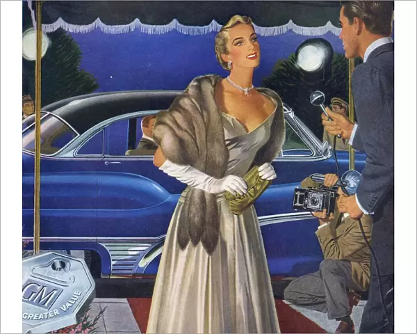 General Motors 1950s USA cars interviews premieres red carpets womens eveningwear