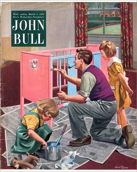 John Bull 1954 1950s UK babies painting cots new diy magazines baby do it yourself
