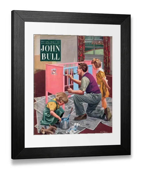 Framed Print : John Bull 1954 1950s UK babies painting cots new diy magazines baby do it yourself Framed Print : John Bull 1954 1950s UK babies painting cots new diy magazines baby do it yourself
