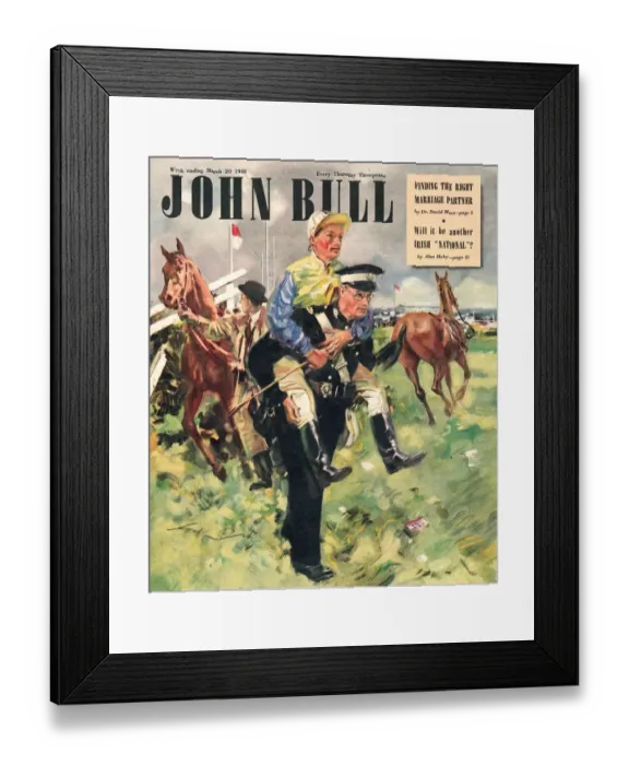 Framed Print : John Bull 1948 1940s UK horses horse racing jockeys magazines Framed Print : John Bull 1948 1940s UK horses horse racing jockeys magazines