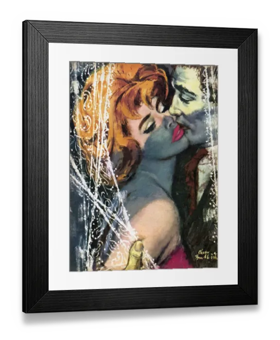 Framed Print : Romance 1961 1960s UK Oliver Brabbins womens story illistrations kissing cpi W kisses Framed Print : Romance 1961 1960s UK Oliver Brabbins womens story illistrations kissing cpi W kisses